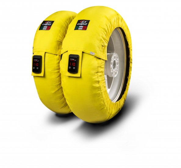 CAPIT - SUPREMA VISION TYRE WARMERS MOTORBIKE / MOTORCYCLE YELLO - Click Image to Close