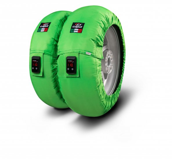 CAPIT - SUPREMA VISION TYRE WARMERS MOTORBIKE / MOTORCYCLE GREEN - Click Image to Close