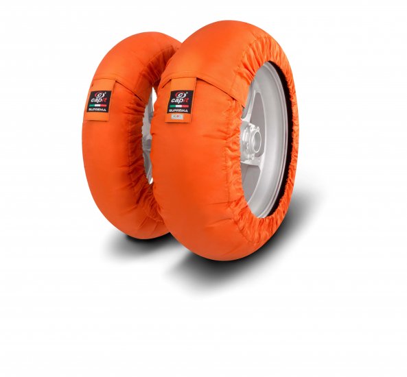 CAPIT - SUPREMA SPINA TYRE WARMERS MOTORBIKE / MOTORCYCLE ORANGE - Click Image to Close